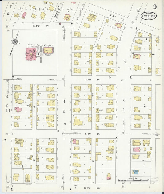 Sanborn Fire Insurance Map from Sterling, Whiteside County, Illinois (1910), Sheet #0009 - Historic Sanborn Fire Insurance Map Print, vintage old map wall art, antique decor, genealogy gift, Illinois Illinois map
