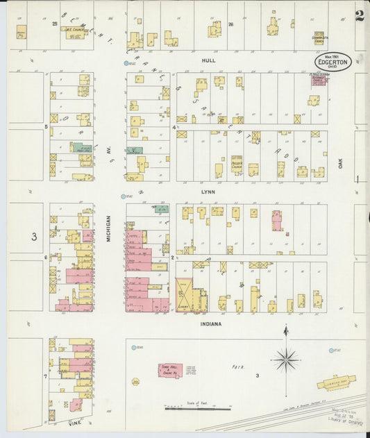 Sanborn Fire Insurance Map from Edgerton, Williams County, Ohio (1901), Sheet #0002 - Historic Sanborn Fire Insurance Map Print, vintage old map wall art, antique decor, genealogy gift, Ohio Ohio map