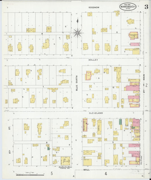 Sanborn Fire Insurance Map from Winnebago, Faribault County, Minnesota (1905), Sheet #0003 - Historic Sanborn Fire Insurance Map Print, vintage old map wall art, antique decor, genealogy gift, Minnesota Minnesota map