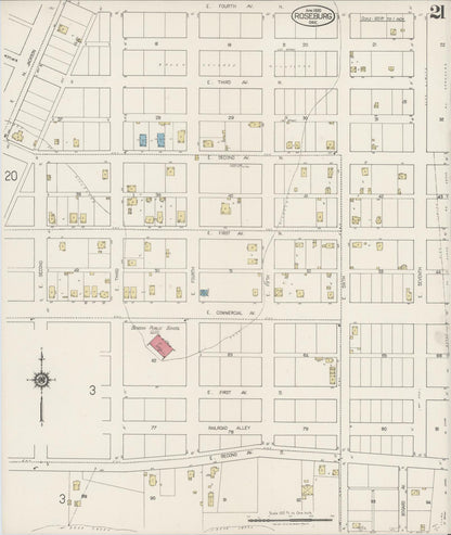 Sanborn Fire Insurance Map from Roseburg, Douglas County, Oregon (1920), Sheet #0021 - Complete Map Set gallery image, historic Sanborn map, vintage wall art, Oregon Oregon