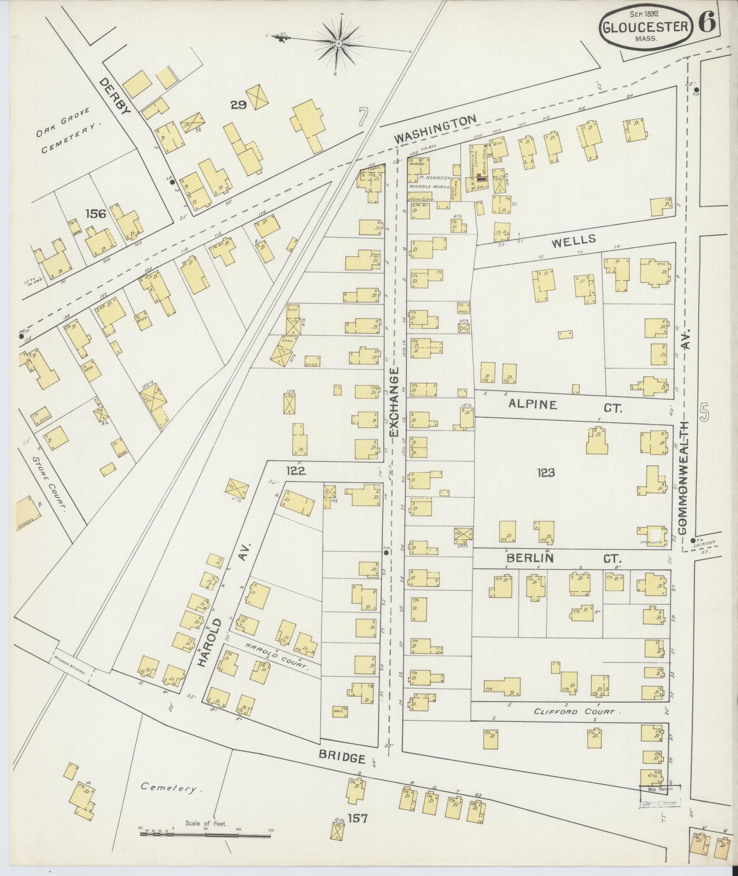 Sanborn Fire Insurance Map from Gloucester, Essex County, Massachusetts (1892), Sheet #0006 - Complete Map Set gallery image, historic Sanborn map, vintage wall art, Massachusetts Massachusetts