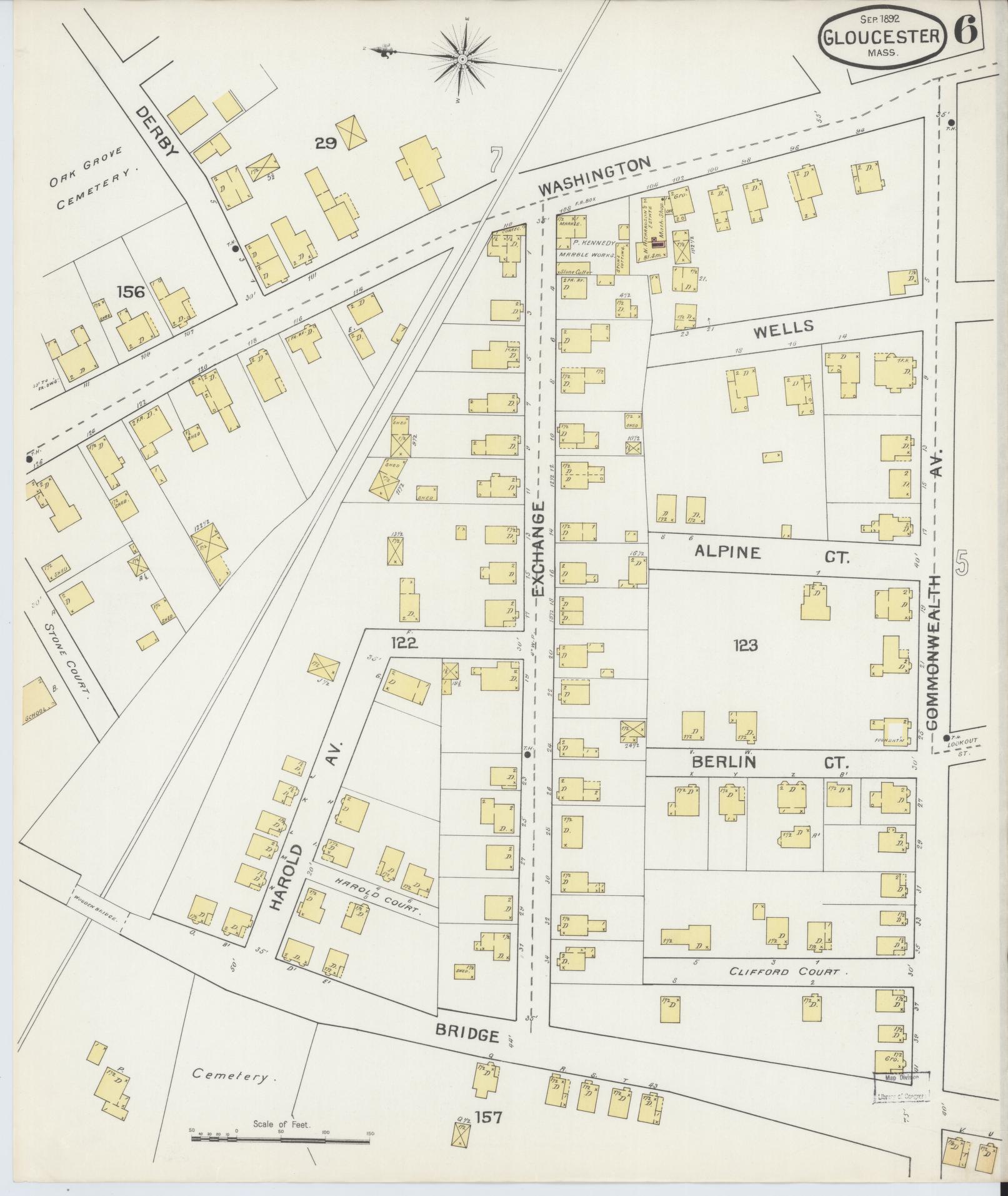 Sanborn Fire Insurance Map from Gloucester, Essex County, Massachusetts (1892), Sheet #0006 - Complete Map Set gallery image, historic Sanborn map, vintage wall art, Massachusetts Massachusetts