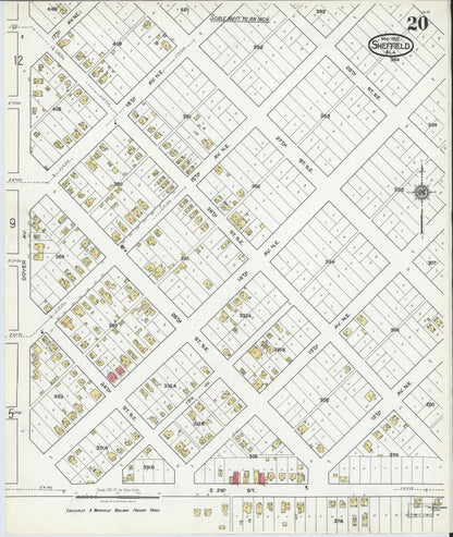 Sanborn Fire Insurance Map from Sheffield, Colbert County, Alabama (1921), Sheet #0020 - Complete Map Set gallery image, historic Sanborn map, vintage wall art, Alabama Alabama