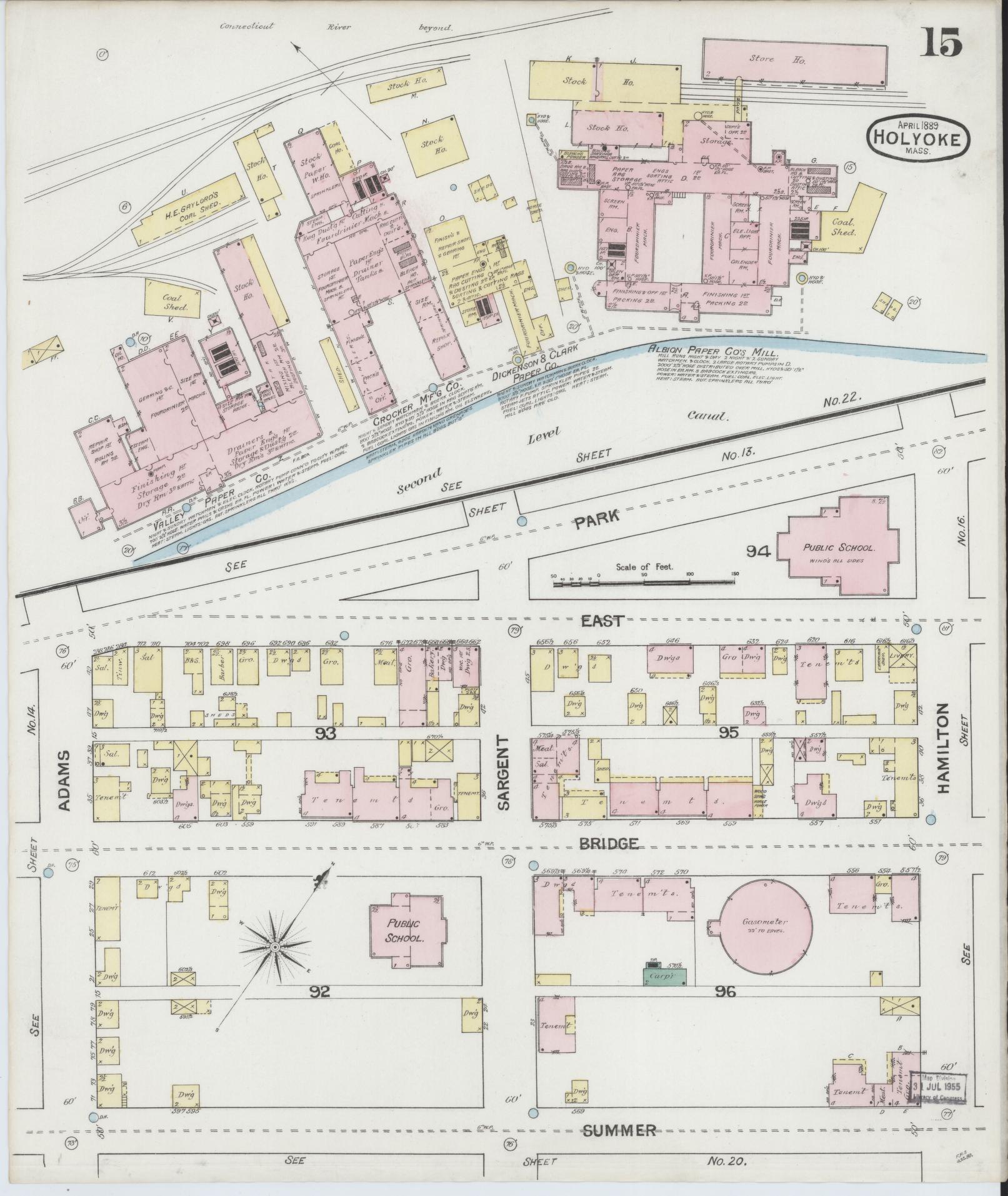 Sanborn Fire Insurance Map from Holyoke, Hampden County, Massachusetts (1889), Sheet #0015 - Complete Map Set gallery image, historic Sanborn map, vintage wall art, Massachusetts Massachusetts