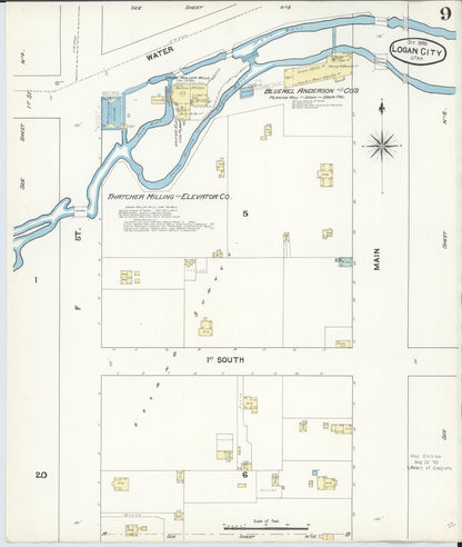 Sanborn Fire Insurance Map from Logan, Cache County, Utah (1890), Sheet #0009 - Complete Map Set gallery image, historic Sanborn map, vintage wall art, Utah Utah
