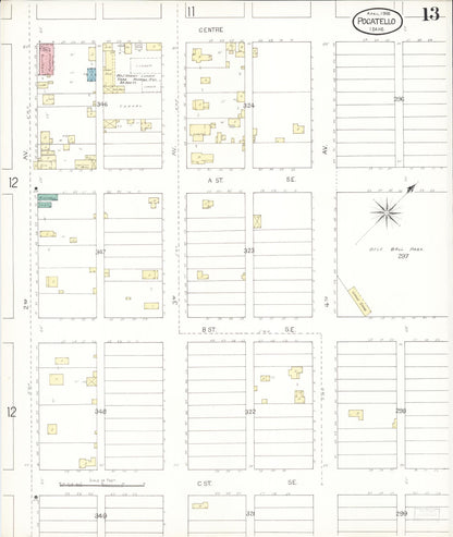 Sanborn Fire Insurance Map from Pocatello, Bannock County, Idaho (1900), Sheet #0013 - Complete Map Set gallery image, historic Sanborn map, vintage wall art, Idaho Idaho