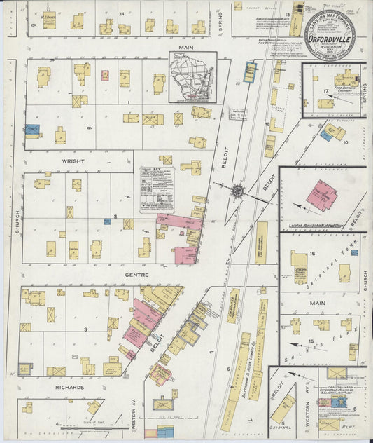 Sanborn Fire Insurance Map from Orfordville, Rock County, Wisconsin (1919), Sheet #0001 - Historic Sanborn Fire Insurance Map Print, vintage old map wall art, antique decor, genealogy gift, Wisconsin Wisconsin map