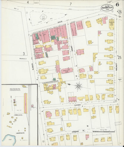 Sanborn Fire Insurance Map from New Britain, Hartford County, Connecticut (1901), Sheet #0006 - Complete Map Set gallery image, historic Sanborn map, vintage wall art, Connecticut Connecticut