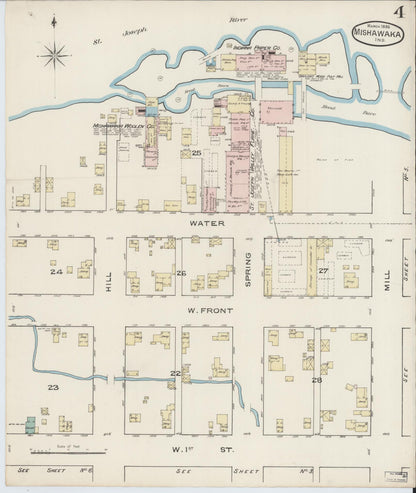Sanborn Fire Insurance Map from Mishawaka, Saint Joseph County, Indiana (1886), Sheet #0004 - Complete Map Set gallery image, historic Sanborn map, vintage wall art, Indiana Indiana