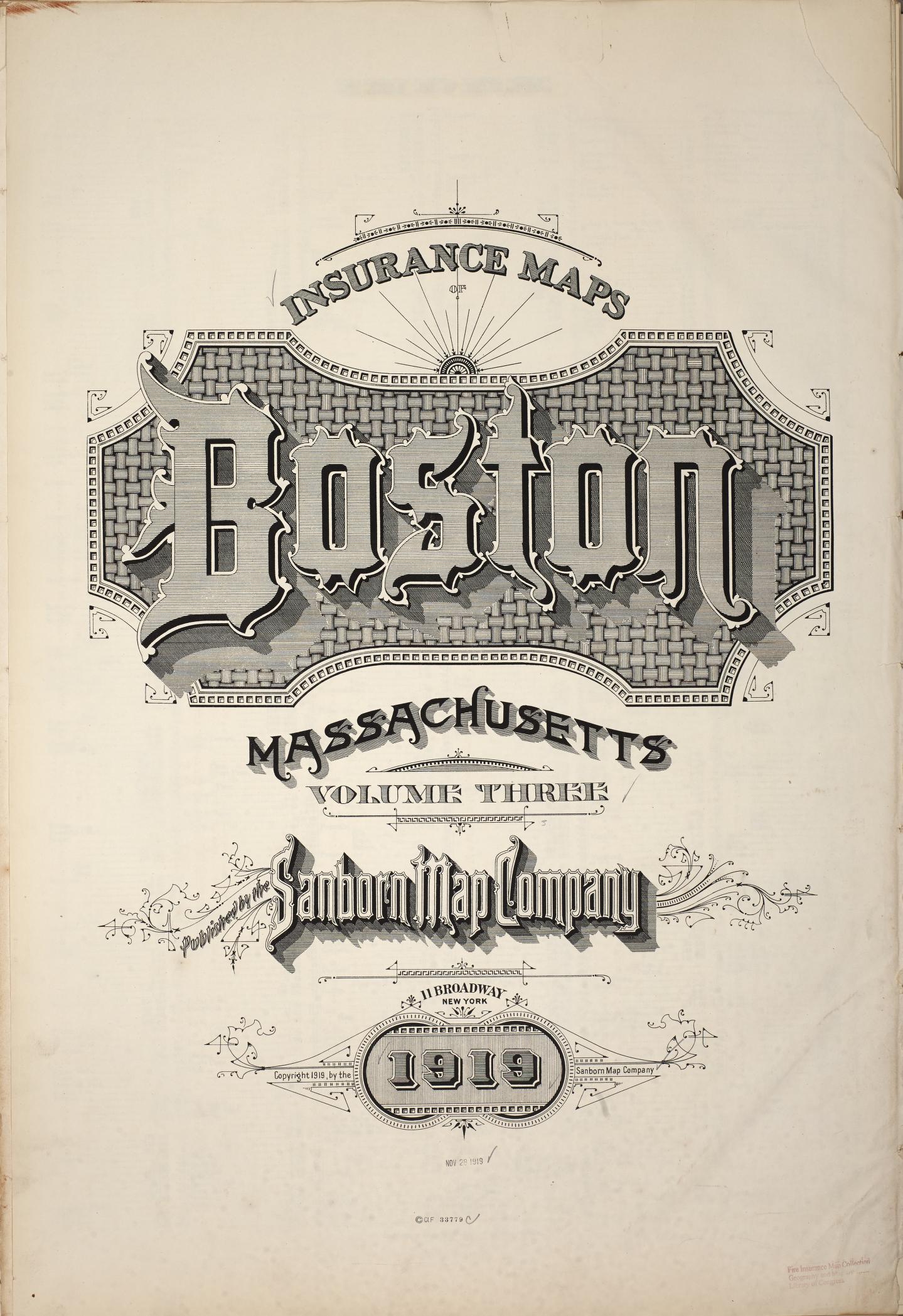 Sanborn Fire Insurance Map from Boston, Suffolk County, Massachusetts (1919), Sheet #0001 - Historic Sanborn Fire Insurance Map Print, vintage old map wall art, antique decor, genealogy gift, Massachusetts Massachusetts map