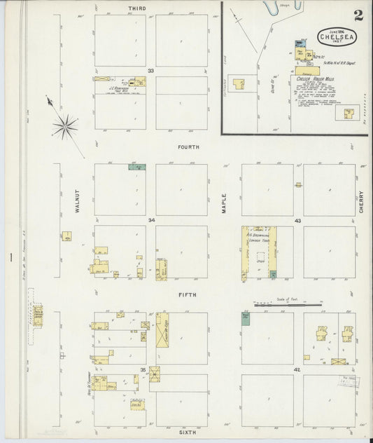 Sanborn Fire Insurance Map from Chelsea, Rogers County, Oklahoma (1896), Sheet #0002 - Historic Sanborn Fire Insurance Map Print, vintage old map wall art, antique decor, genealogy gift, Oklahoma Oklahoma map