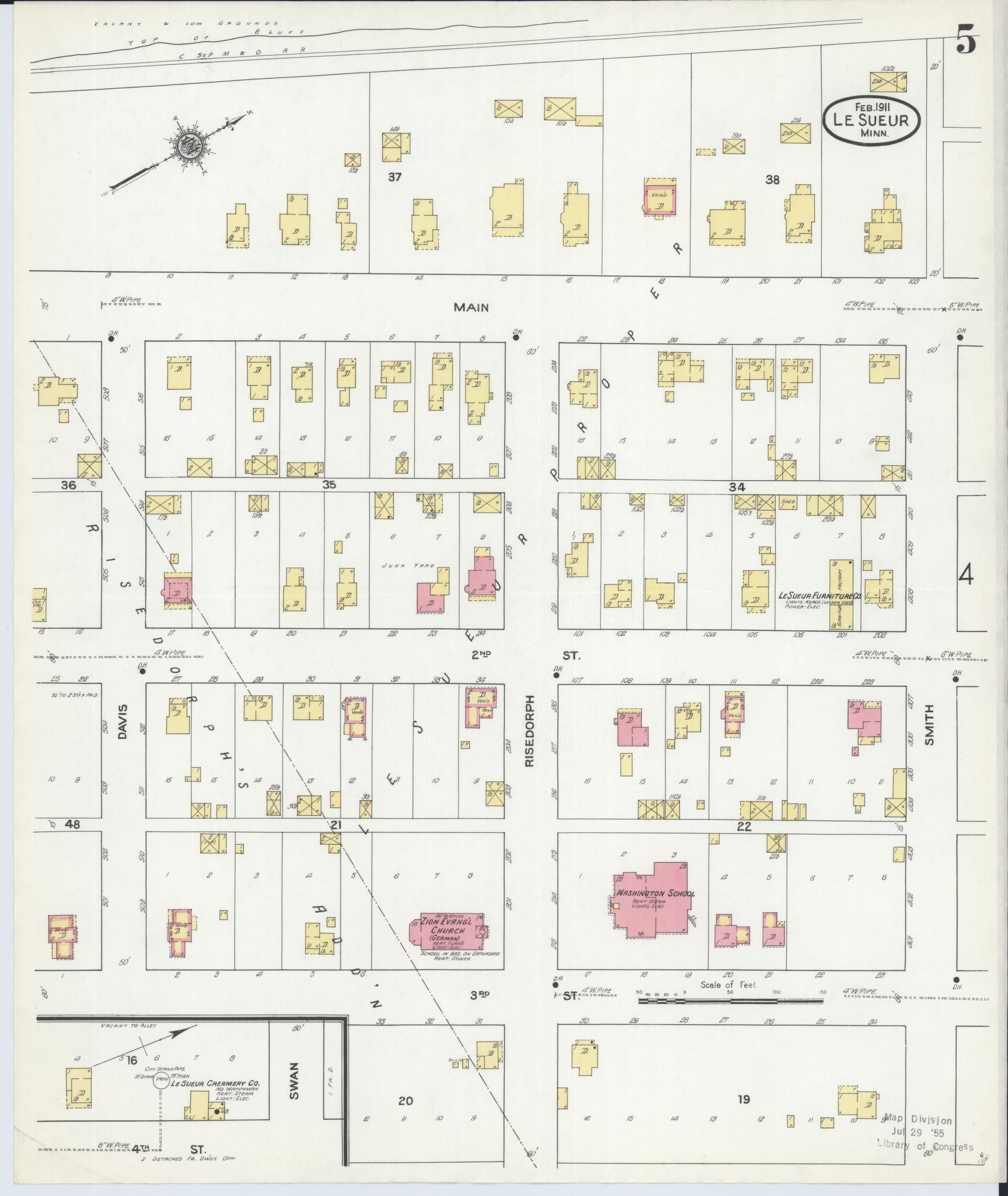 Sanborn Fire Insurance Map from Le Sueur, Le Sueur County, Minnesota (1911), Sheet #0005 - Complete Map Set gallery image, historic Sanborn map, vintage wall art, Minnesota Minnesota