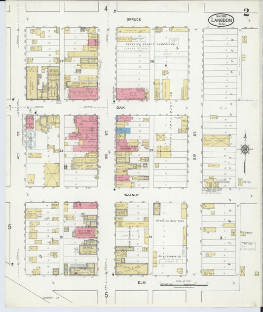 Sanborn Fire Insurance Map from Langdon, Cavalier County, North Dakota (1918), Sheet #0002 - Historic Sanborn Fire Insurance Map Print, vintage old map wall art, antique decor, genealogy gift, North Dakota North Dakota map
