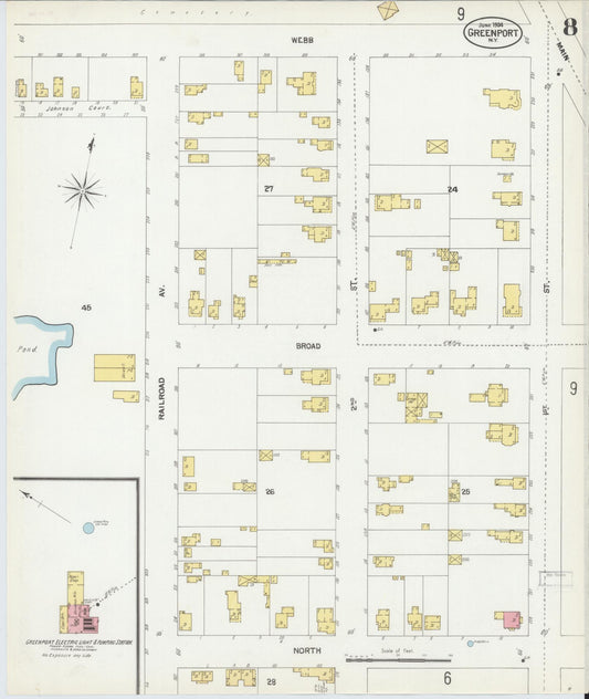 Sanborn Fire Insurance Map from Greenport, Suffolk County, New York (1902), Sheet #0008 - Historic Sanborn Fire Insurance Map Print, vintage old map wall art, antique decor, genealogy gift, New York New York map