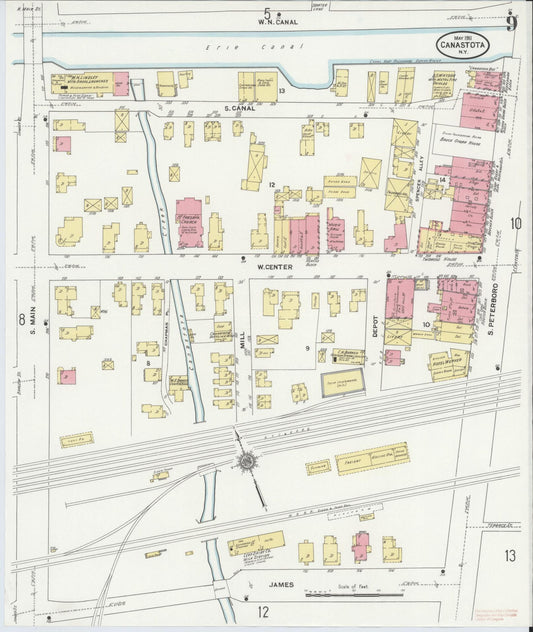 Sanborn Fire Insurance Map from Canastota, Madison County, New York (1911), Sheet #0009 - Historic Sanborn Fire Insurance Map Print, vintage old map wall art, antique decor, genealogy gift, New York New York map
