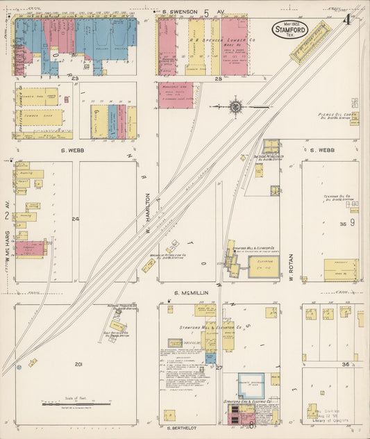 Sanborn Fire Insurance Map from Stamford, Jones County, Texas (1922), Sheet #0004 - Historic Sanborn Fire Insurance Map Print, vintage old map wall art, antique decor, genealogy gift, Texas Texas map