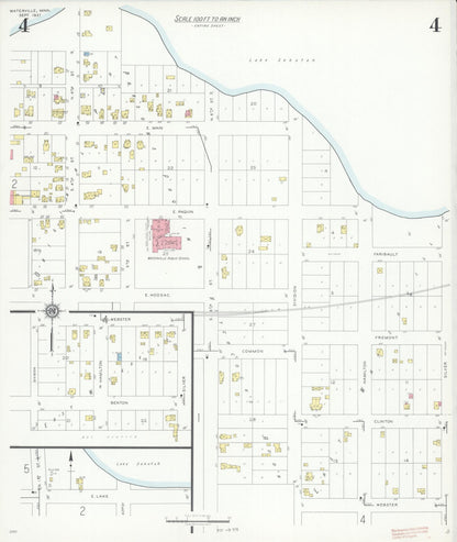 Sanborn Fire Insurance Map from Waterville, Le Sueur County, Minnesota (1937), Sheet #0004 - Complete Map Set gallery image, historic Sanborn map, vintage wall art, Minnesota Minnesota