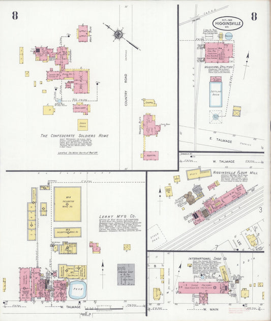 Sanborn Fire Insurance Map from Higginsville, Lafayette County, Missouri (1929), Sheet #0008 - Historic Sanborn Fire Insurance Map Print, vintage old map wall art, antique decor, genealogy gift, Missouri Missouri map