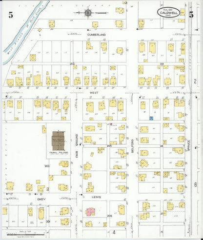 Sanborn Fire Insurance Map from Caldwell, Noble County, Ohio (1923), Sheet #0005 - Historic Sanborn Fire Insurance Map Print, vintage old map wall art, antique decor, genealogy gift, Ohio Ohio map