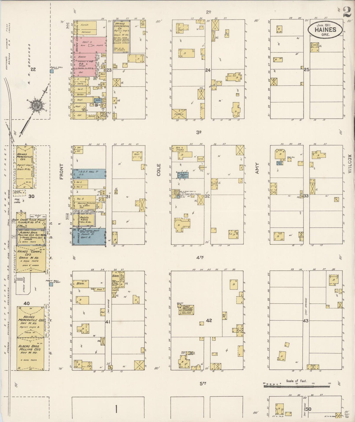 Sanborn Fire Insurance Map from Haines, Baker County, Oregon (1911), Sheet #0002 - Historic Sanborn Fire Insurance Map Print, vintage old map wall art, antique decor, genealogy gift, Oregon Oregon map