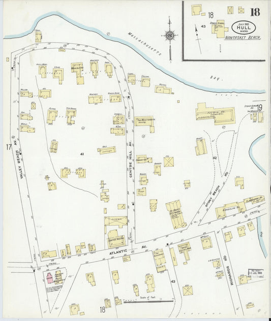 Sanborn Fire Insurance Map from Hull, Plymouth County, Massachusetts (1910), Sheet #0018 - Historic Sanborn Fire Insurance Map Print, vintage old map wall art, antique decor, genealogy gift, Massachusetts Massachusetts map
