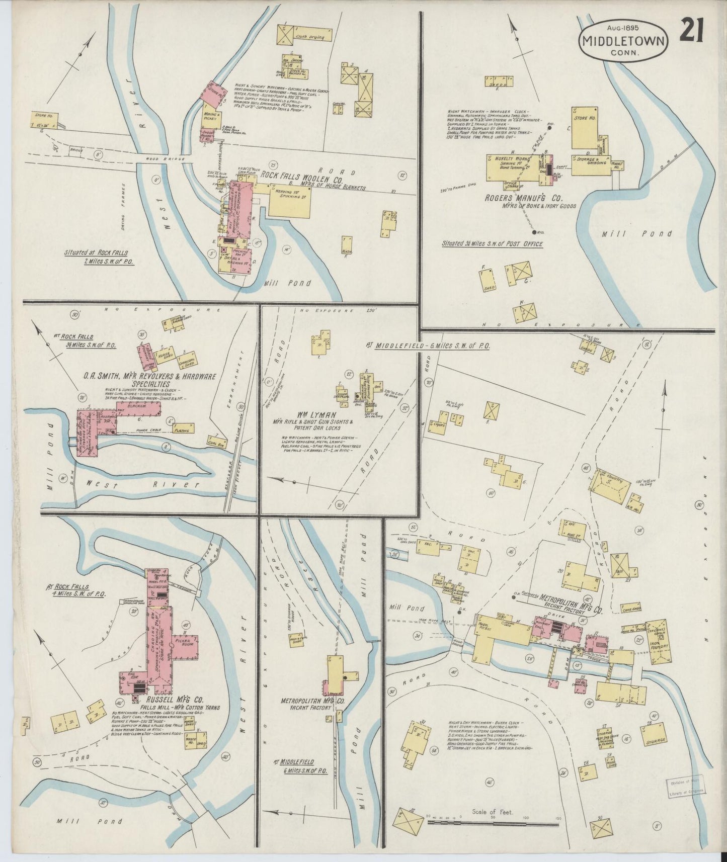 Sanborn Fire Insurance Map from Middletown, Middlesex County, Connecticut (1895), Sheet #0021 - Historic Sanborn Fire Insurance Map Print, vintage old map wall art, antique decor, genealogy gift, Connecticut Connecticut map