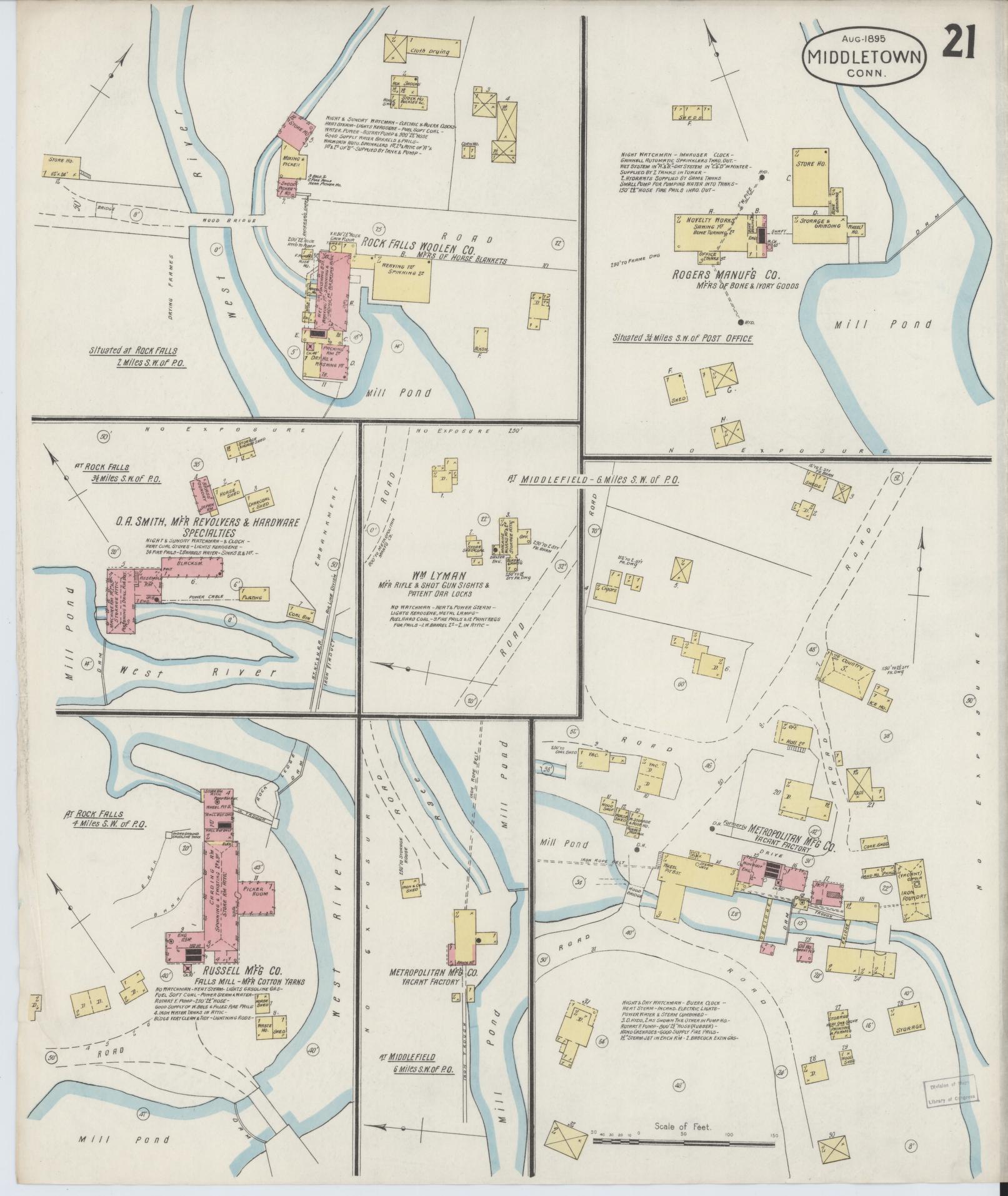 Sanborn Fire Insurance Map from Middletown, Middlesex County, Connecticut (1895), Sheet #0021 - Historic Sanborn Fire Insurance Map Print, vintage old map wall art, antique decor, genealogy gift, Connecticut Connecticut map