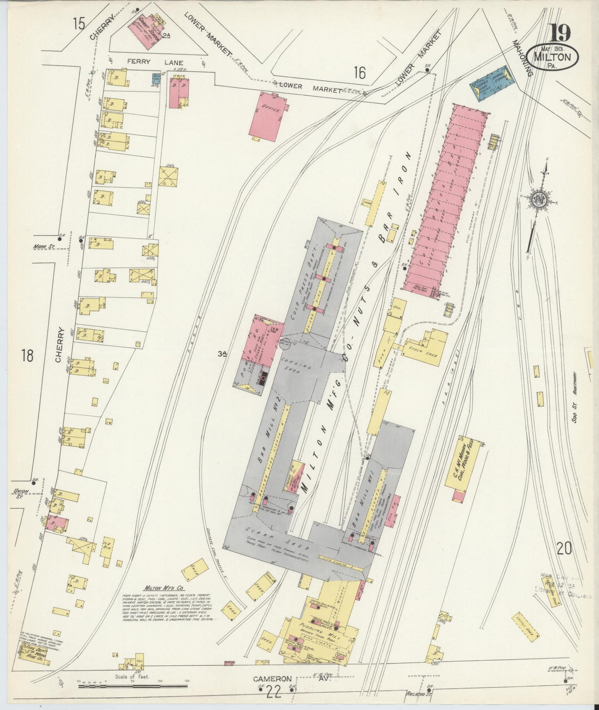 Sanborn Fire Insurance Map from Milton, Northumberland County, Pennsylvania (1913), Sheet #0019 - Complete Map Set gallery image, historic Sanborn map, vintage wall art, Pennsylvania Pennsylvania