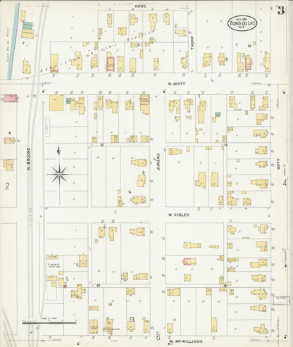 Sanborn Fire Insurance Map from Fond du Lac, Fond du Lac County, Wisconsin (1908), Sheet #0003 - Historic Sanborn Fire Insurance Map Print, vintage old map wall art, antique decor, genealogy gift, Wisconsin Wisconsin map