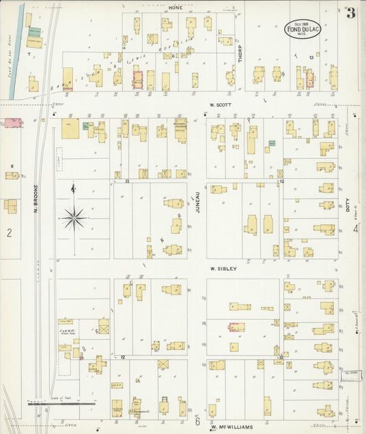 Sanborn Fire Insurance Map from Fond du Lac, Fond du Lac County, Wisconsin (1908), Sheet #0003 - Historic Sanborn Fire Insurance Map Print, vintage old map wall art, antique decor, genealogy gift, Wisconsin Wisconsin map