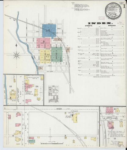 Sanborn Fire Insurance Map from Eaton, Preble County, Ohio (1892), Sheet #0001 - Historic Sanborn Fire Insurance Map Print, vintage old map wall art, antique decor, genealogy gift, Ohio Ohio map