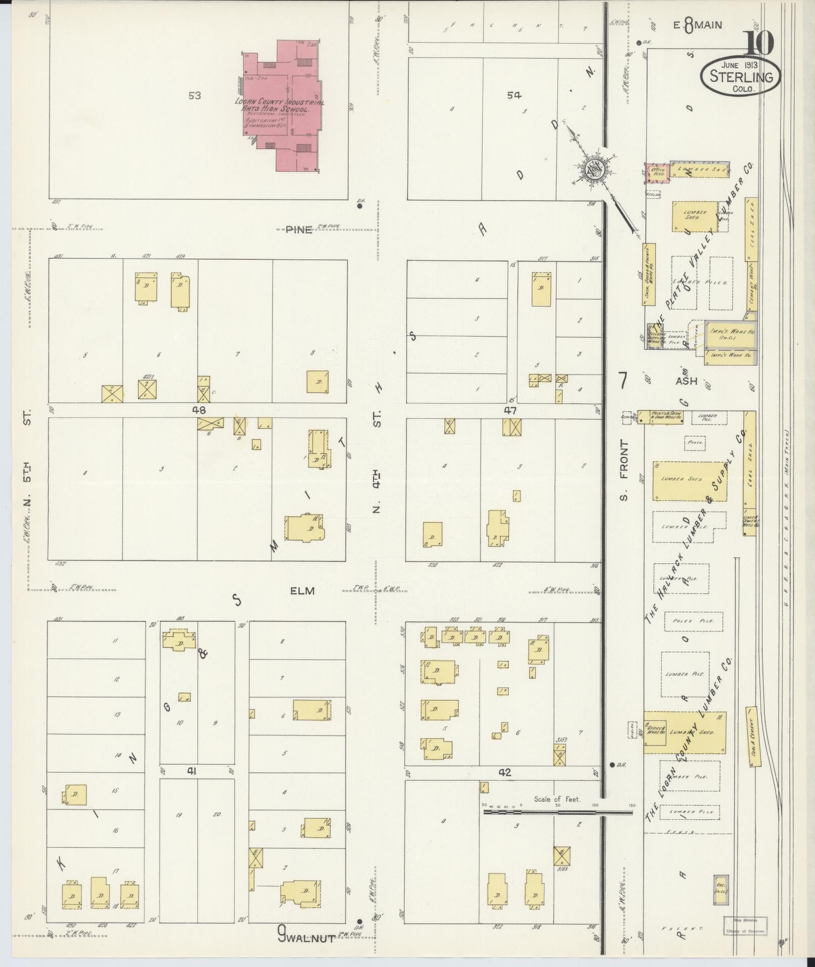 Sanborn Fire Insurance Map from Sterling, Logan County, Colorado (1913), Sheet #0010 - Historic Sanborn Fire Insurance Map Print, vintage old map wall art, antique decor, genealogy gift, Colorado Colorado map