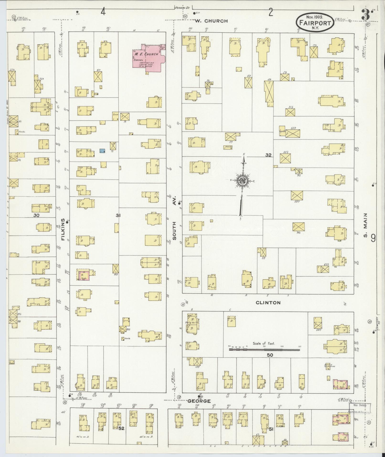 Sanborn Fire Insurance Map from Fairport, Monroe County, New York (1909), Sheet #0003 - Complete Map Set gallery image, historic Sanborn map, vintage wall art, New York New York
