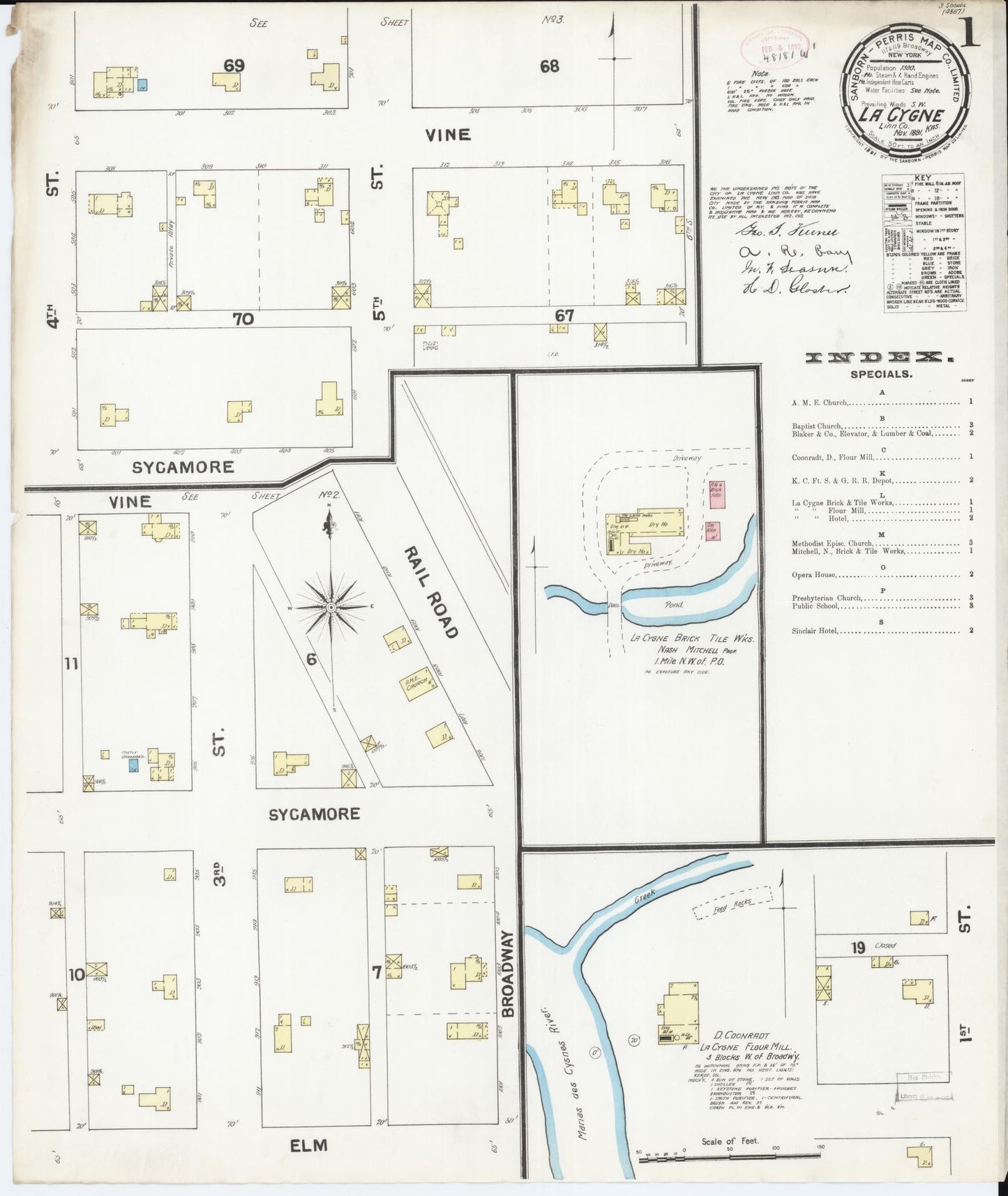 Sanborn Fire Insurance Map from La Cynge, Linn County, Kansas (1891), Sheet #0001 - Historic Sanborn Fire Insurance Map Print, vintage old map wall art, antique decor, genealogy gift, Kansas Kansas map