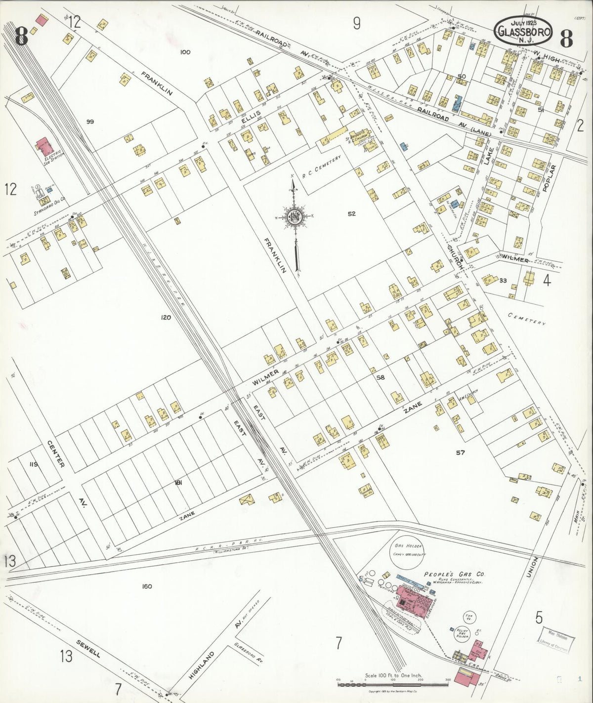 Sanborn Fire Insurance Map from Glassboro, Gloucester County, New Jersey (1923), Sheet #0008 - Complete Map Set gallery image, historic Sanborn map, vintage wall art, New Jersey New Jersey