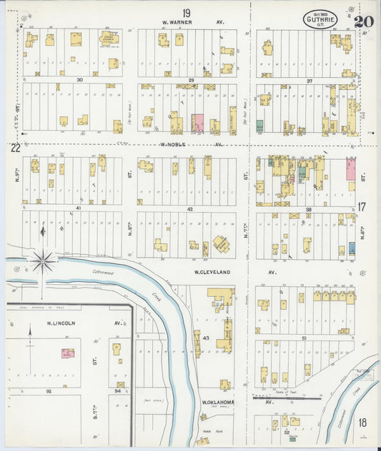 Sanborn Fire Insurance Map from Guthrie, Logain County, Oklahoma (1903), Sheet #0020 - Historic Sanborn Fire Insurance Map Print, vintage old map wall art, antique decor, genealogy gift, Oklahoma Oklahoma map