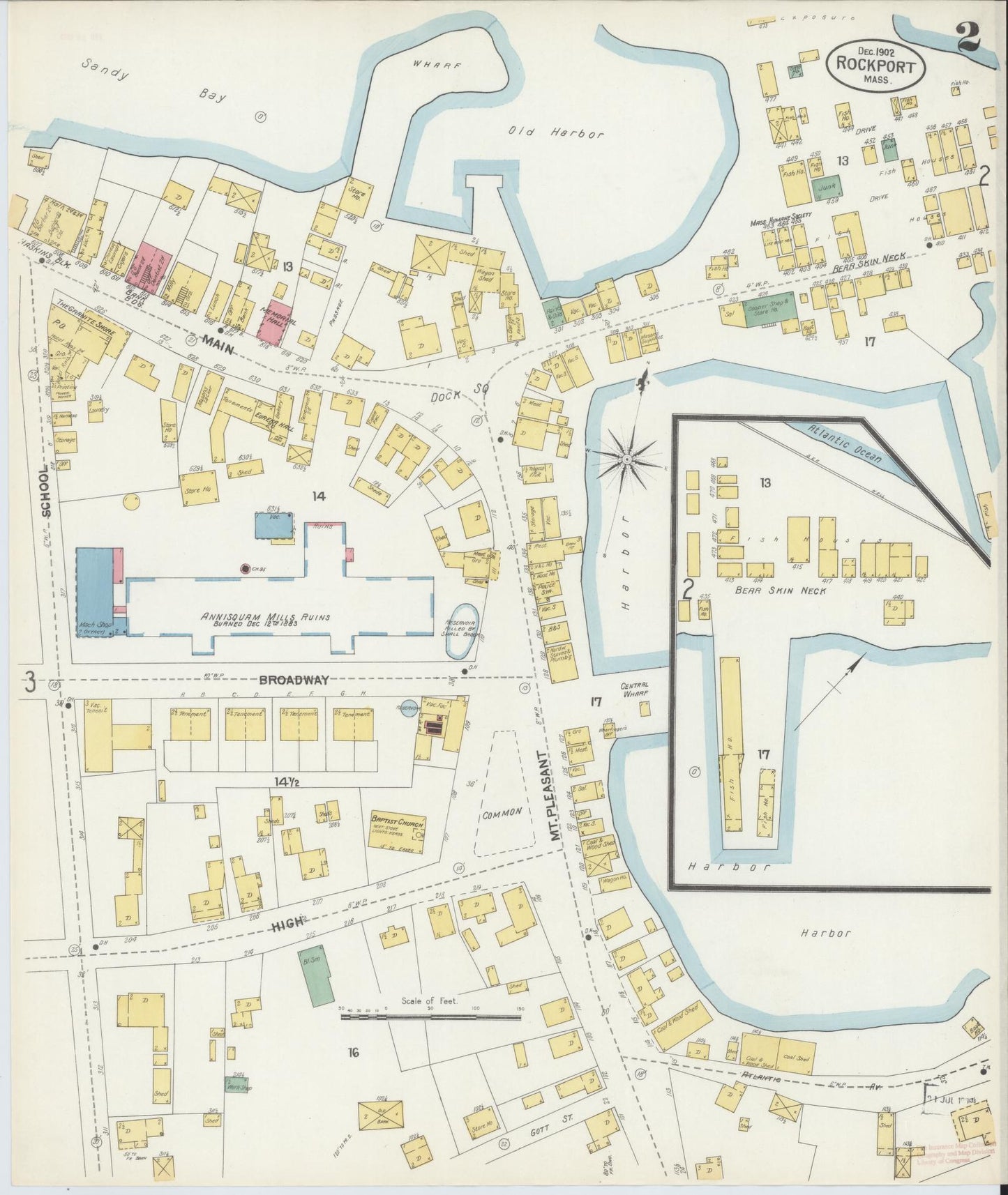 Sanborn Fire Insurance Map from Rockport, Essex County, Massachusetts (1902), Sheet #0002 - Complete Map Set gallery image, historic Sanborn map, vintage wall art, Massachusetts Massachusetts