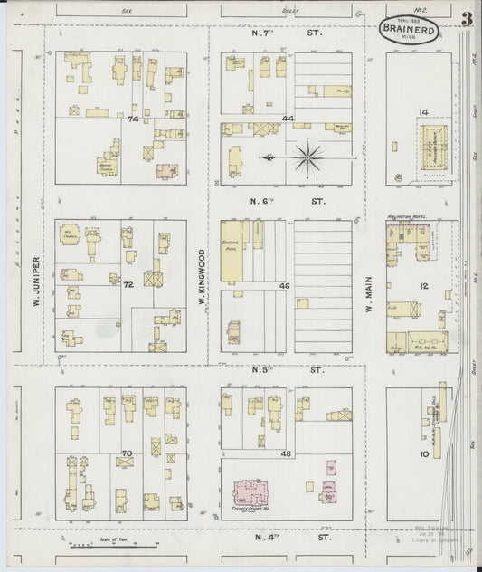 Sanborn Fire Insurance Map from Brainerd, Crow Wing County, Minnesota (1889), Sheet #0003 - Historic Sanborn Fire Insurance Map Print, vintage old map wall art, antique decor, genealogy gift, Minnesota Minnesota map