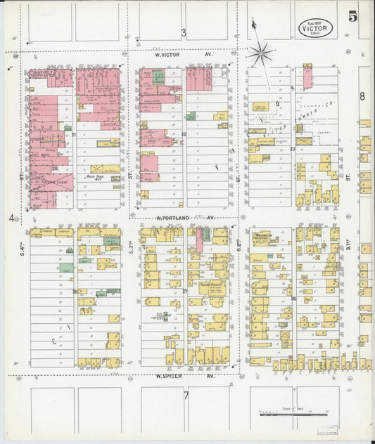 Sanborn Fire Insurance Map from Victor, Teller County, Colorado (1900), Sheet #0005 - Historic Sanborn Fire Insurance Map Print, vintage old map wall art, antique decor, genealogy gift, Colorado Colorado map