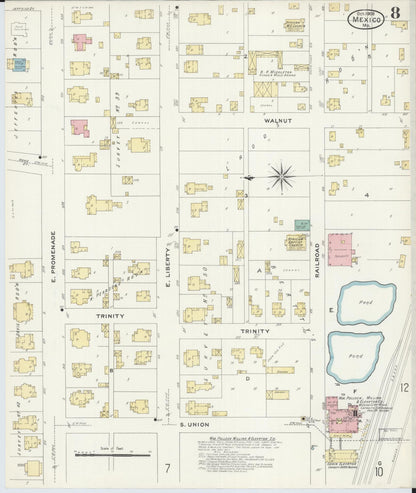 Sanborn Fire Insurance Map from Mexico, Audrain County, Missouri (1908), Sheet #0008 - Historic Sanborn Fire Insurance Map Print, vintage old map wall art, antique decor, genealogy gift, Missouri Missouri map