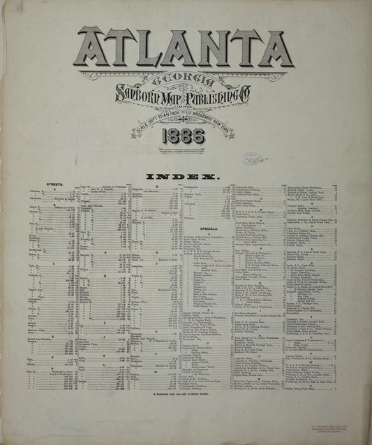 Sanborn Fire Insurance Map from Atlanta, Fulton County, Georgia (1886), Sheet #0001 - Historic Sanborn Fire Insurance Map Print, vintage old map wall art, antique decor, genealogy gift, Georgia Georgia map