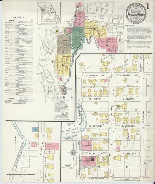Sanborn Fire Insurance Map from Excelsior Springs, Clay County, Missouri. (1913) – Historic Sanborn Fire Insurance Map Print