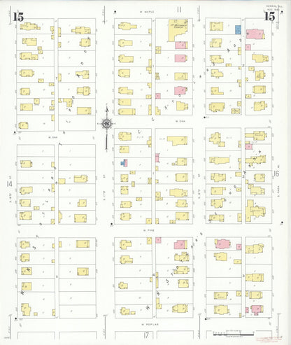 Sanborn Fire Insurance Map from Herrin, Williamson County, Illinois (1941), Sheet #0015 - Complete Map Set gallery image, historic Sanborn map, vintage wall art, Illinois Illinois