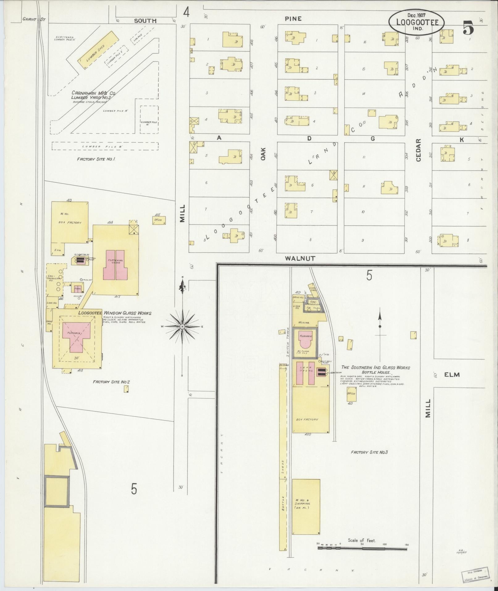 Sanborn Fire Insurance Map from Loogootee, Martin County, Indiana (1907), Sheet #0005 - Complete Map Set gallery image, historic Sanborn map, vintage wall art, Indiana Indiana