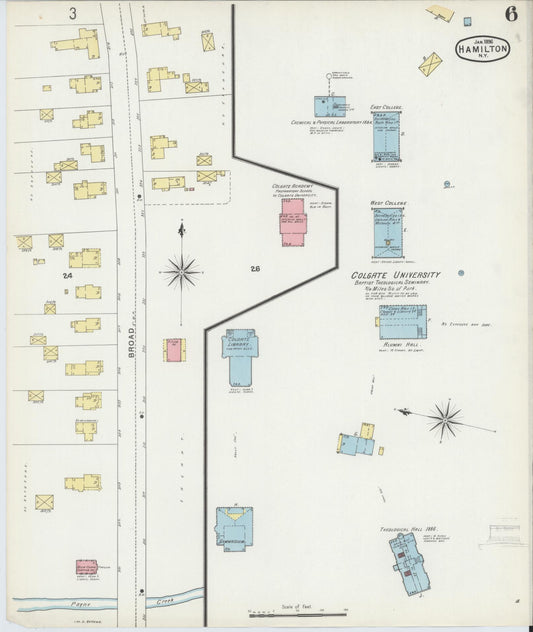 Sanborn Fire Insurance Map from Hamilton, Madison County, New York (1896), Sheet #0006 - Historic Sanborn Fire Insurance Map Print, vintage old map wall art, antique decor, genealogy gift, New York New York map