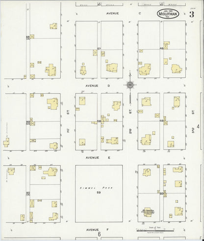 Sanborn Fire Insurance Map from Midlothian, Ellis County, Texas (1921), Sheet #0003 - Historic Sanborn Fire Insurance Map Print, vintage old map wall art, antique decor, genealogy gift, Texas Texas map