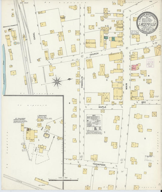 Sanborn Fire Insurance Map from Laceyville, Wyoming County, Pennsylvania (1903), Sheet #0001 - Historic Sanborn Fire Insurance Map Print, vintage old map wall art, antique decor, genealogy gift, Laceyville Wyoming map