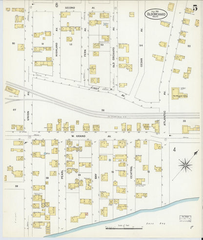Sanborn Fire Insurance Map from Old Orchard, York County, Maine (1908), Sheet #0005 - Complete Map Set gallery image, historic Sanborn map, vintage wall art, Maine Maine