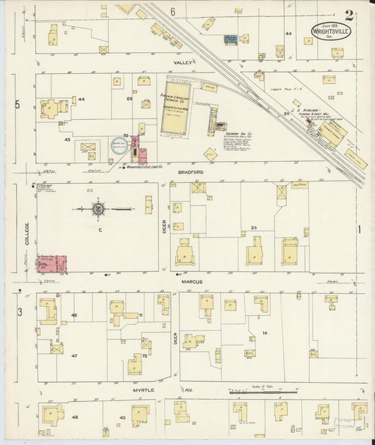 Sanborn Fire Insurance Map from Wrightsville, Johnson County, Georgia (1913), Sheet #0002 - Historic Sanborn Fire Insurance Map Print, vintage old map wall art, antique decor, genealogy gift, Georgia Georgia map