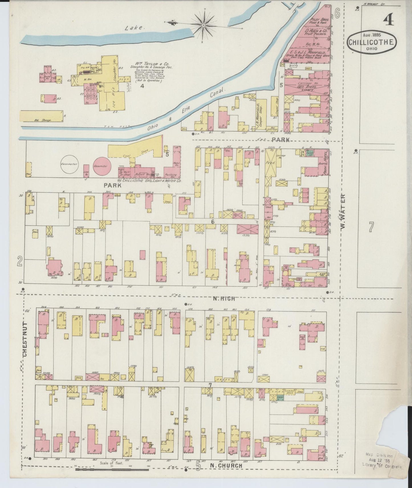 Sanborn Fire Insurance Map from Chillicothe, Ross County, Ohio (1895), Sheet #0004 - Complete Map Set gallery image, historic Sanborn map, vintage wall art, Ohio Ohio